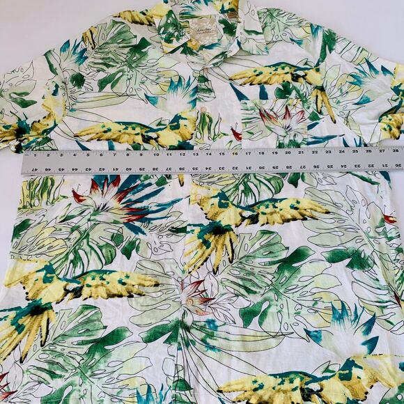 Tasso Elba Island Shirt Men XXL 2XL White Green Hawaiian Tropical Resort Beach - Picture 6 of 7